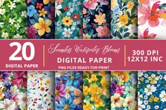 Watercolor Blooms Flowers Seamless Digital Paper Bundle Product Image 1