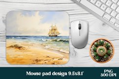 Sea boat beach mouse pad sublimation design | Mousepad PNG