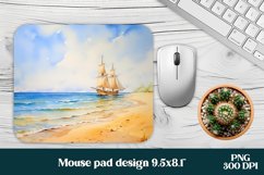 Sea boat beach mouse pad PNG | Mousepad PNG design