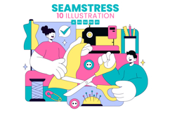 10 Seamstress Vector Illustration Product Image 1