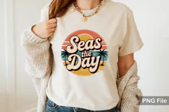 Seas The Day PNG File | Retro Summer Beach PNG Product Image 1