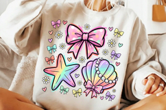pastel bow png, starfish seashell png, summer coastal png, coastal sublimation, seashell shirt design, beach bow design, ocean lover gift, pastel beach png, starfish design png, coastal t shirt png
