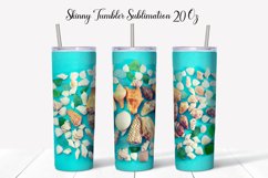 Seashell Skinny Tumbler Sublimation. Summer Tumbler Design Product Image 6