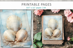 vintage seashell junk journal pages, scrapbook papers Product Image 1