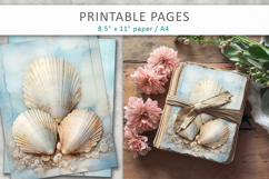 vintage seashell junk journal pages, scrapbook papers Product Image 3