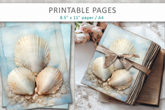 vintage seashell junk journal pages, scrapbook papers Product Image 5