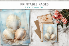 vintage seashell junk journal pages, scrapbook papers Product Image 7