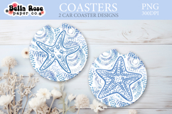 Beachy Seashells | Car Coaster Keychain Sublimation Product Image 1
