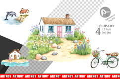 Seaside Cottage Clipart Product Image 1