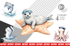 Seaside Critter Friends Clipart Product Image 1