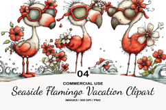 Seaside Flamingo Vacation Clipart Product Image 1