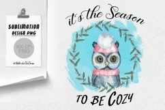 Cute Owl Sublimation. Christmas design PNG Product Image 2