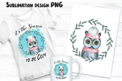 Cute Owl Sublimation. Christmas design PNG Product Image 1