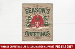 Vintage Christmas Label Sublimation PNG Product Image 1