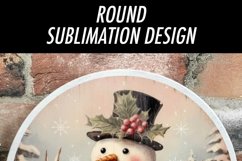 Seasons Greetings | Rustic Snowman Round Sublimation Design Product Image 2