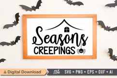 Seasons Creepings Sign SVG, Farmhouse Halloween Sign Product Image 1