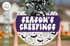 Season's Creepings SVG Halloween Door Hanger SVG Skull svg Product Image 1