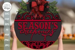 Season's Creepings SVG Halloween Gothic Door Hanger SVG Product Image 1