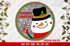 Christmas Round Sign Bundle SVG, Snowman Door Sign Product Image 3