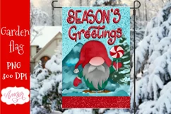 Seasons greetings garden flag sublimation PNG | Cute gnome Product Image 1