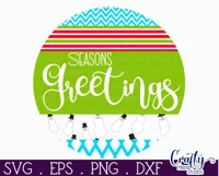 Christmas Round Sign Svg Door Hanger, Seasons Greetings Product Image 2