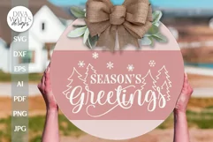 Season's Greeting SVG Winter Door Hanger SVG Christmas Door Product Image 1