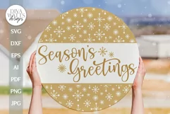 Season's Greetings SVG Christmas Door Hanger svg Snowflakes Product Image 1