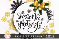 Seasons Greetings SVG | Christmas Round Sign | Christmas SVG Product Image 1