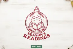 Seasons Readings SVG, Christmas Frog PNG, Bookish Holiday Product Image 1