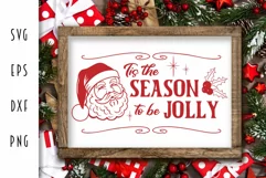 Christmas Sign SVG - Season to be Jolly Vintage Santa SVG Product Image 1