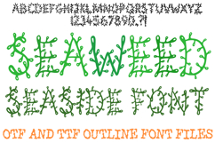 Seaweed Seaside Alphabet Lettering Font Leaves ABC OTF  by Squeeb Creative