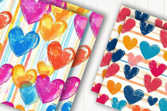 Painted Colorful Hearts Digital Paper Product Image 2