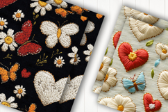 Embroidered Heart Fabric Digital Paper Product Image 2