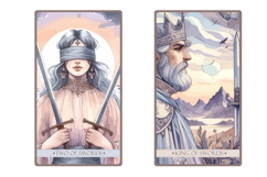 Watercolor 14 Tarot Card Suit of Swords Minor Arcana Bundle. Product Image 2