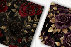 Dark Red Rose Floral Digital Paper Product Image 2