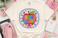 Second Grade Teacher Apple PNG School Shirt Design Product Image 2