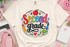 Second Grade Teacher School Typography PNG Product Image 2