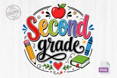 Second Grade Teacher School Typography PNG Product Image 1