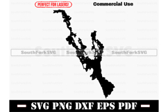 Second Lake Maine Map SVG PNG DXF EPS PDF Product Image 1
