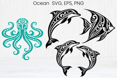 Ocean creature SVG | Sea animal silhouette SVG | Dolphin SVG Product Image 12