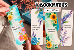 Self-Care Floral Bookmark Bundle|Mental Wellness Quote Product Image 2