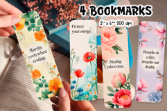 Self-Care Floral Bookmark Bundle|Mental Wellness Quote Product Image 4
