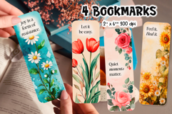 Self-Care Floral Bookmark Bundle|Mental Wellness Quote Product Image 6