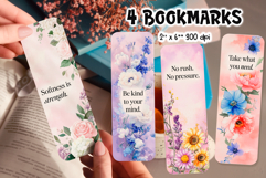 Self-Care Floral Bookmarks | Printable Mental Wellness Quote Product Image 1