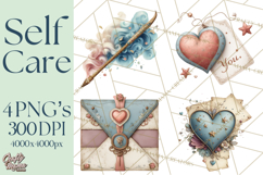 Self Care Clipart PNG, Pastel Wellness Icons Product Image 1