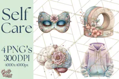 Self Care Clipart PNG, Pastel Wellness Icons Product Image 1