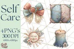 Self Care Clipart PNG, Pastel Wellness Icons Product Image 1