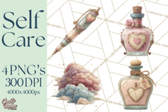 Self Care Clipart PNG, Pastel Wellness Icons Product Image 1