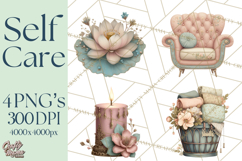 Self Care Clipart PNG, Pastel Wellness Icons Product Image 1