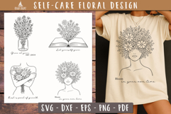 Self Care Floral Line Art Wildflower SVG PNG